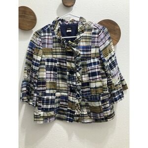 J.‎ Crew WOMENS Patchwork Plaid 2008 Blazer Jacket Vintage Y2K Pre Loved Sz 2